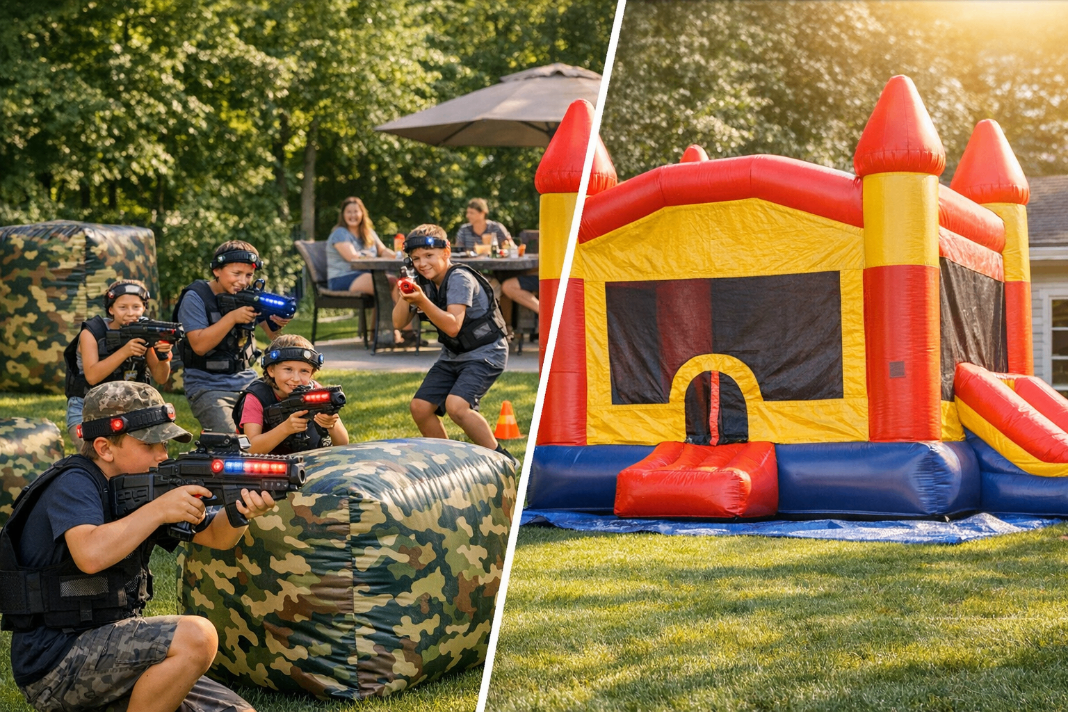 Laser tag vs bounce house birthday party comparison in the Capital Region NY