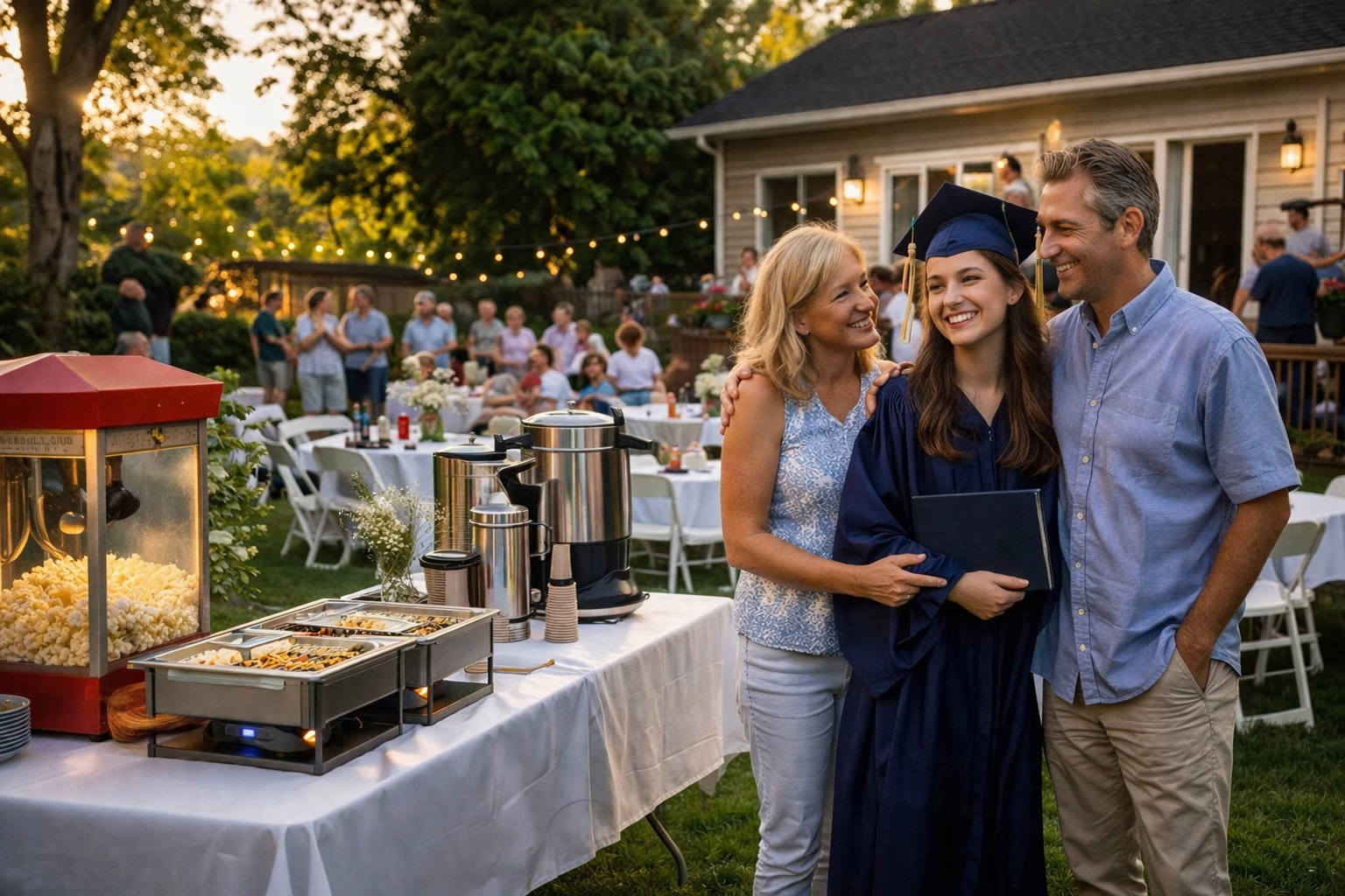 Backyard graduation party with professional equipment setup in the Capital Region, NY